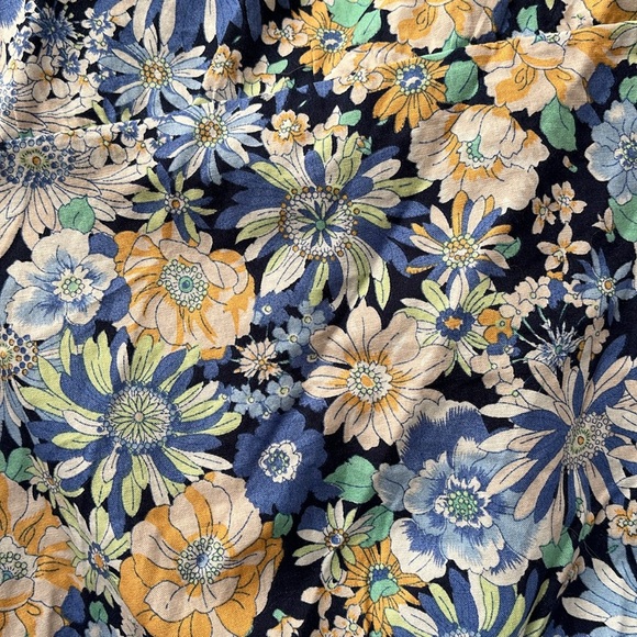 HEARTLOOM Blue Floral Cotton Ruta Dress Smocked Cutout Back Size Medium - Picture 8 of 8